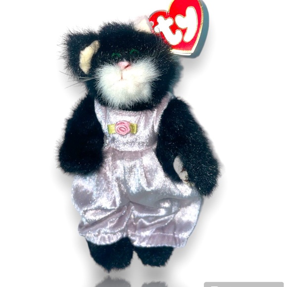 Ty Other - Vintage 1993 Ty Attic Purrcy Black Cat Kitten Plush 8” Jointed Adjustable Arms